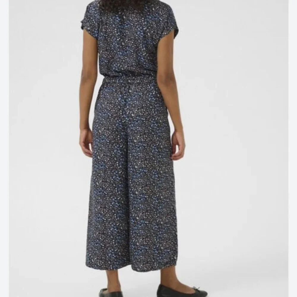 Kaffe floral Print Jumpsuit With Short Sleeves & Belted Waist Size UK 42 = US 14 - Picture 2 of 13